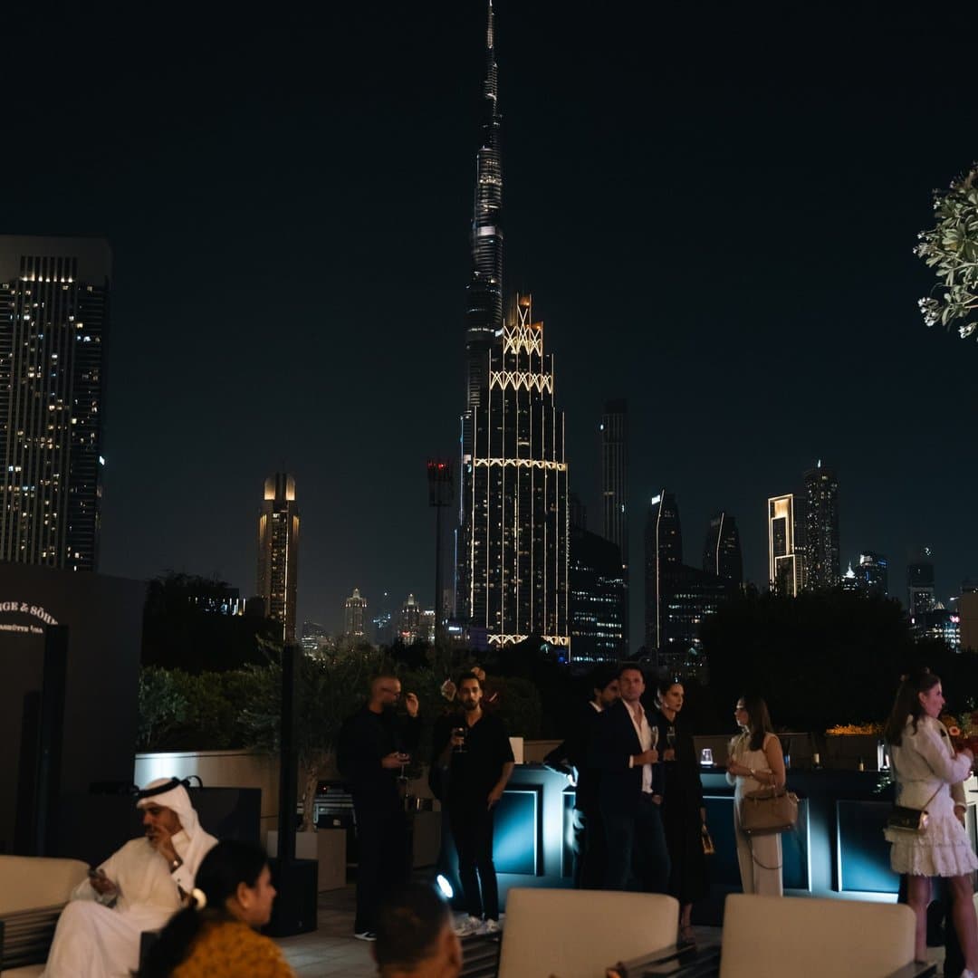 A. Lange & Söhne collectors evening on the 37x terrace, Burj Khalifa behind